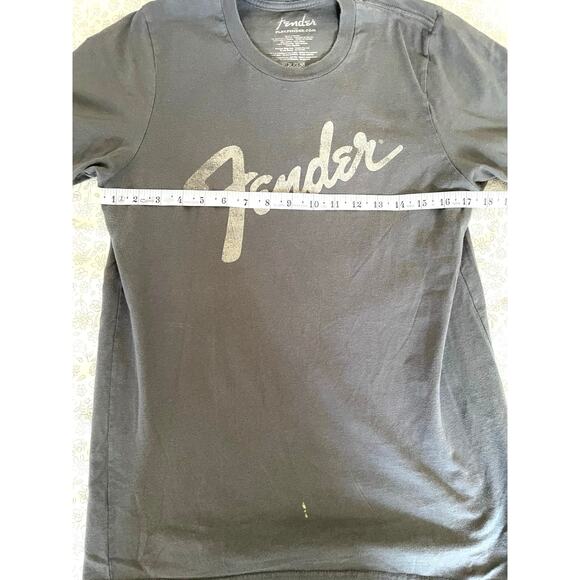 Fender Logo T-Shirt Gray Medium Guitar Music Tee - Picture 3 of 6